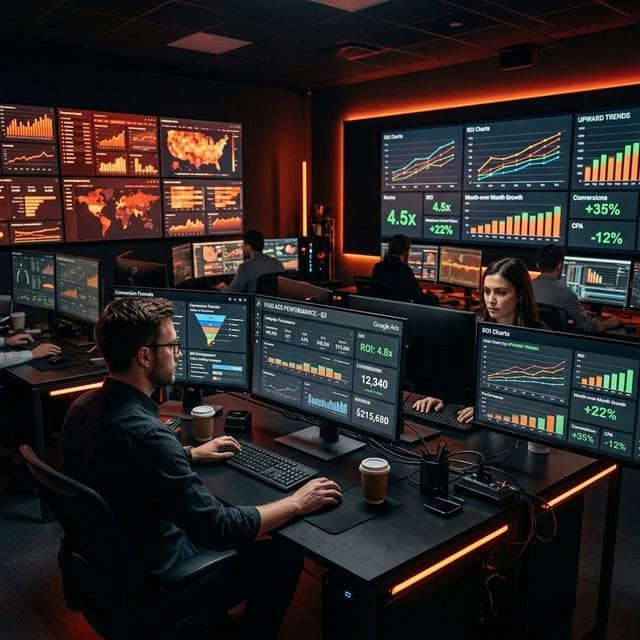 Google Ads management dashboard with campaign optimization