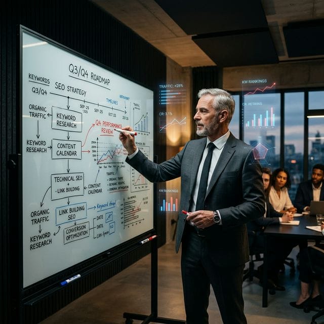 Digital marketing strategy session with analytics