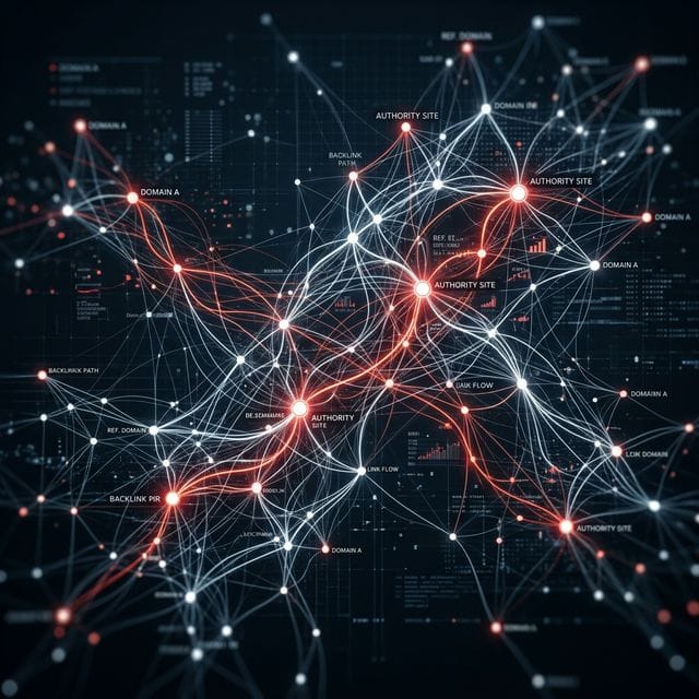 Link building network visualization with authority nodes